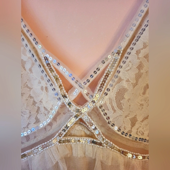 SOLD Free People On The Town Tank, Boho, Lace Tulle, Eclectic, Ivory, XS, NWOT, - Picture 7 of 16